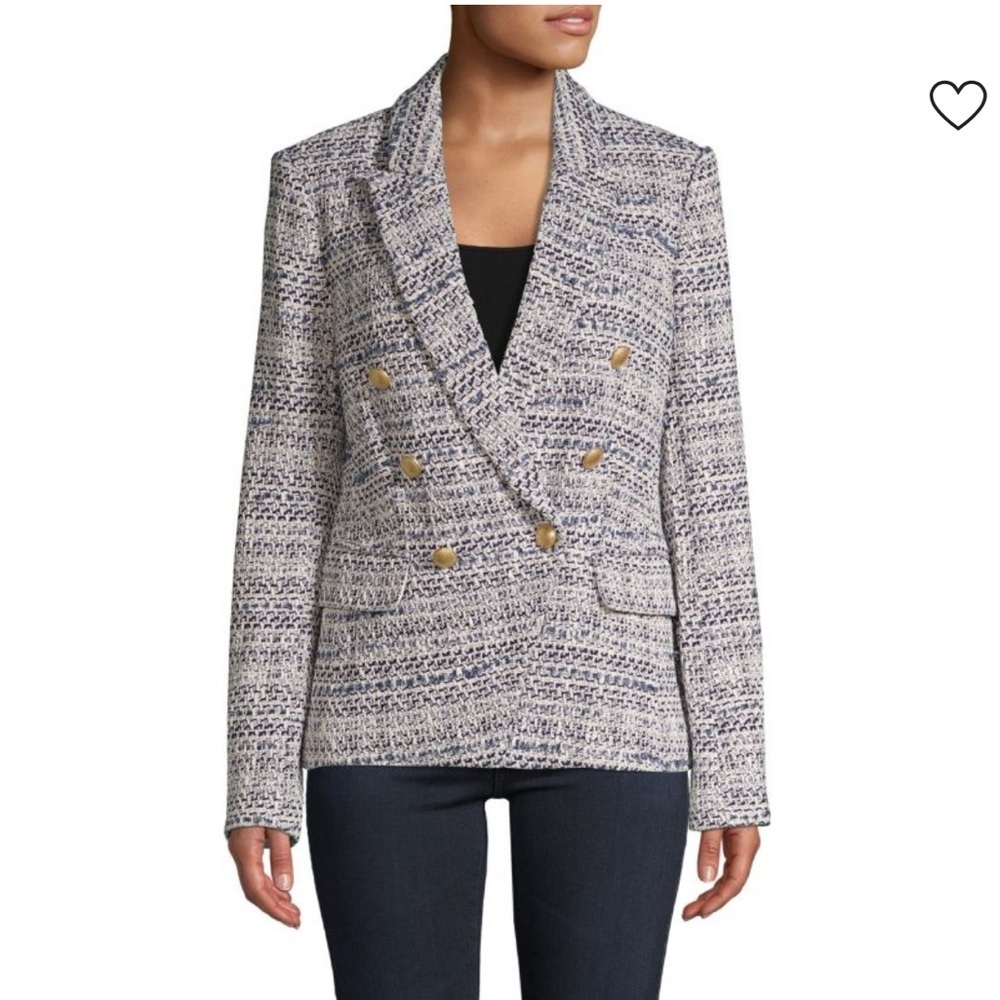 L'AGENCE Kenzie Double Breasted Tweed Blazer